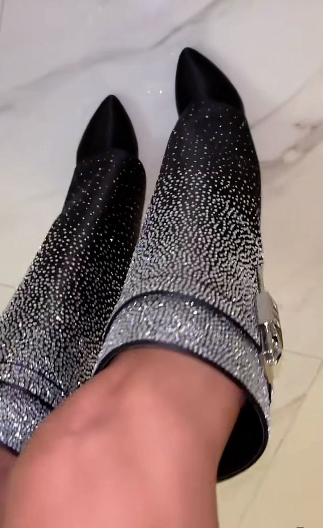 Shark Lock boots with strass