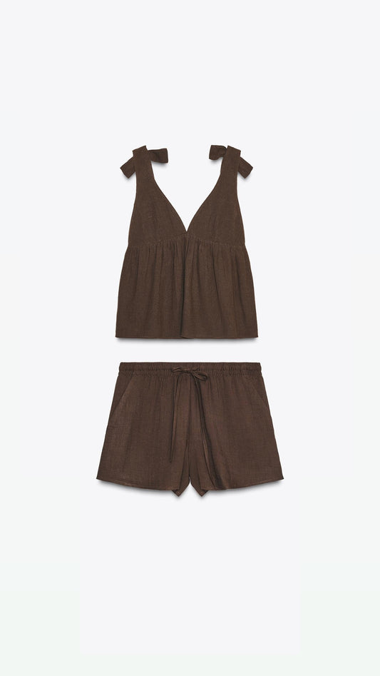 Bow Top And Downstring Shorts