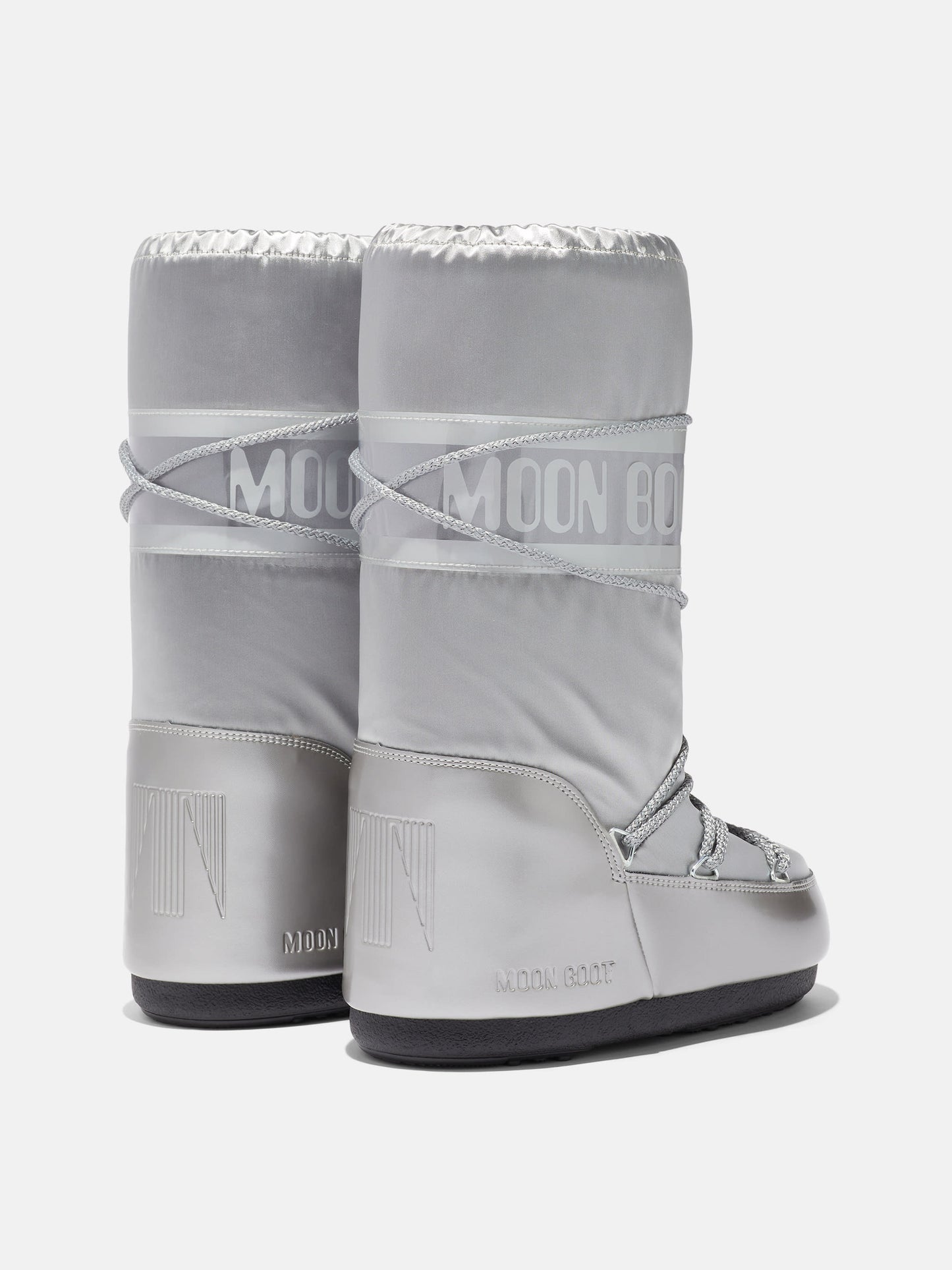 SILVER SATIN MOON BOOTS