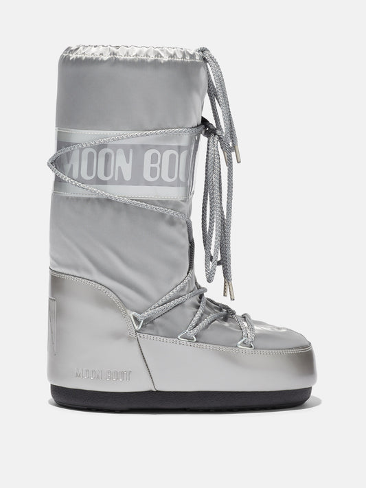 SILVER SATIN MOON BOOTS
