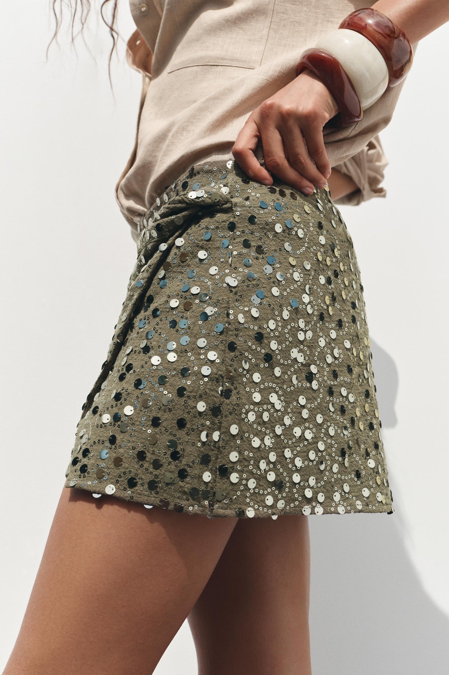 Knotted Sequined Skirt
