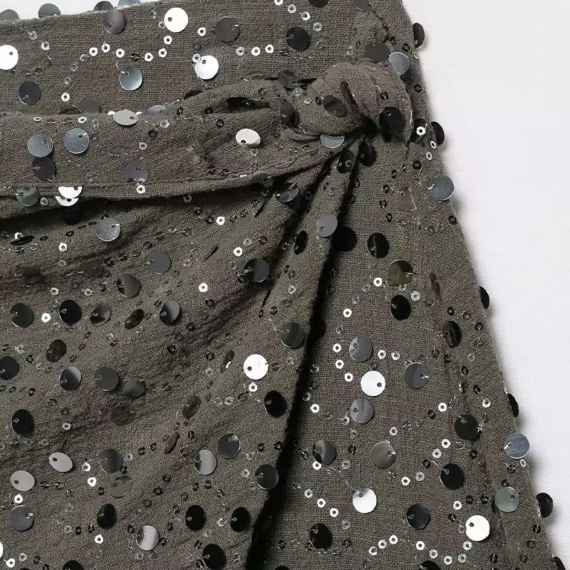 Knotted Sequined Skirt