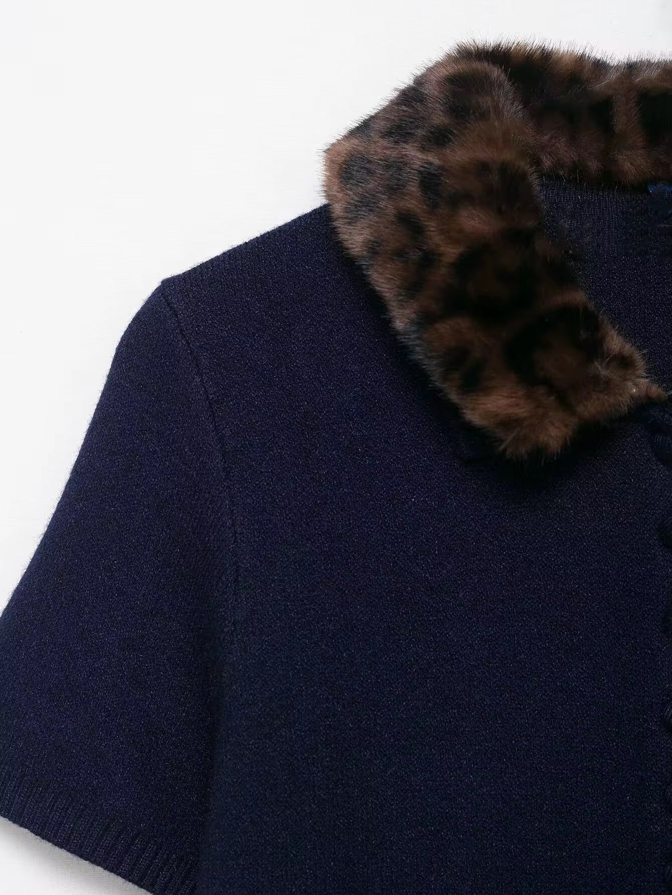 Animal Print Collar Knit Cardigan