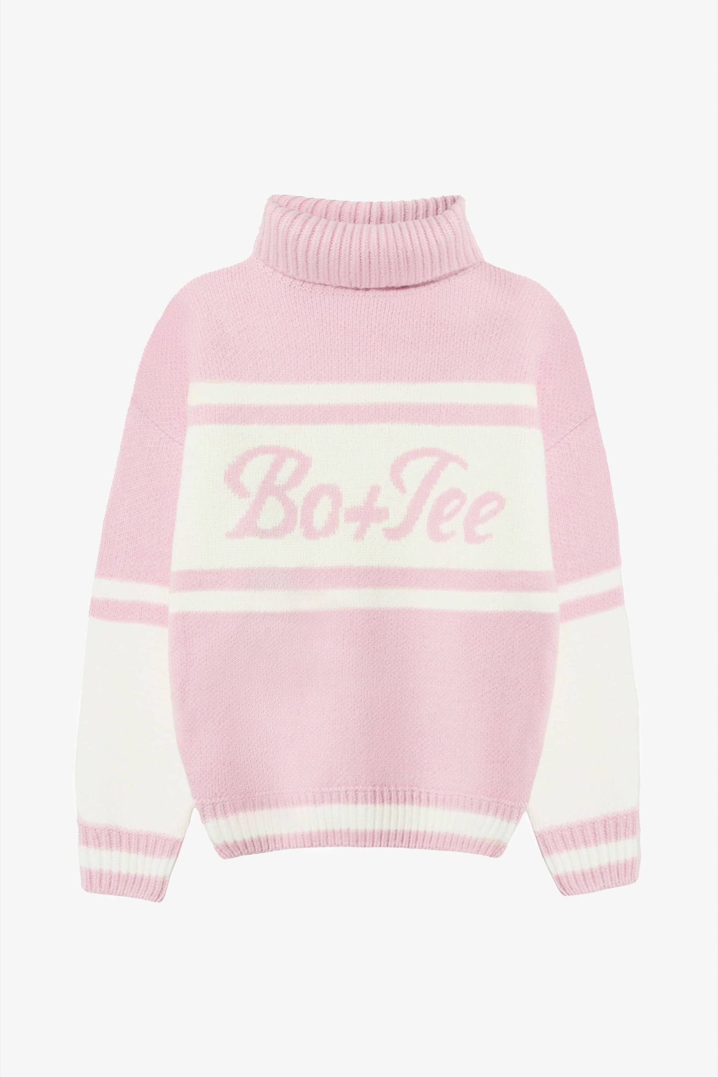 Knit Turtleneck Oversized Jumper in Powder Pink